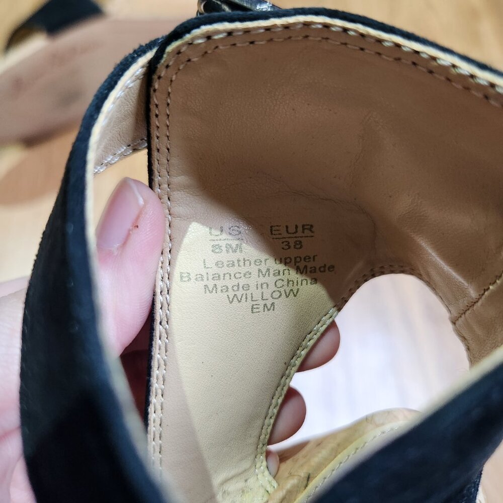 Sam Edelman Black Wedge Sandals with Cork Heel, Size 8M - Picture 8 of 9